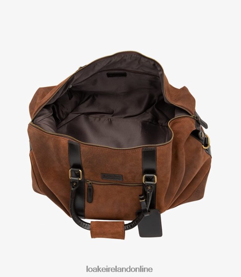 Loake 26804V223 Cornwall Weekend Bag Brown Waxed Suede Leather - Image 2