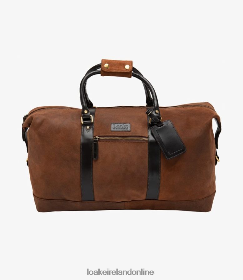 loake_26804v223_cornwall_weekend_bag_brown_waxed_suede_leather.jpg Loake 26804V223 Cornwall Weekend Bag Brown Waxed Suede Leather - Image 1