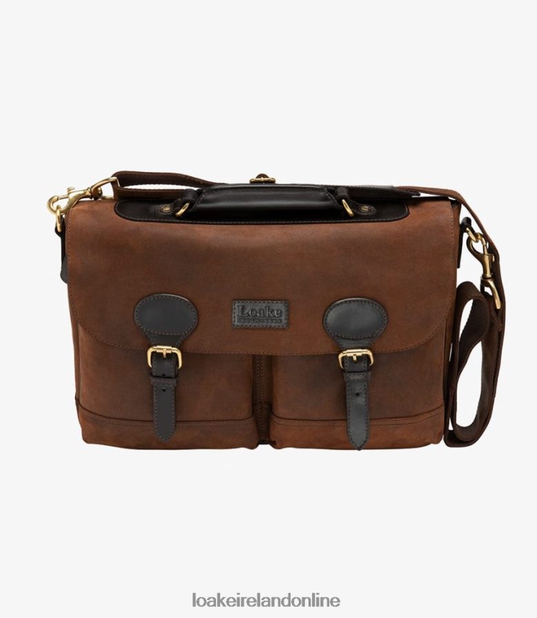 loake_26804v229_blackfriars_briefcase_brown_waxed_suede_leather.jpg Loake 26804V229 Blackfriars Briefcase Brown Waxed Suede Leather - Image 1