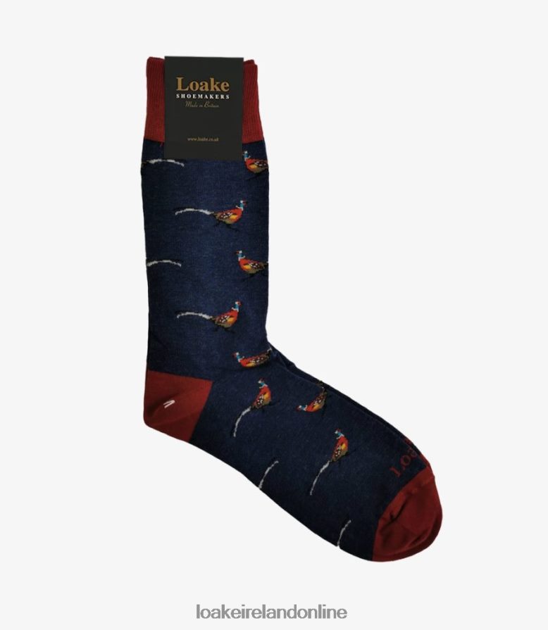 loake_26804v255_pheasant_socks_navy_accessories.jpg Loake 26804V255 Pheasant Socks Navy Accessories - Image 1