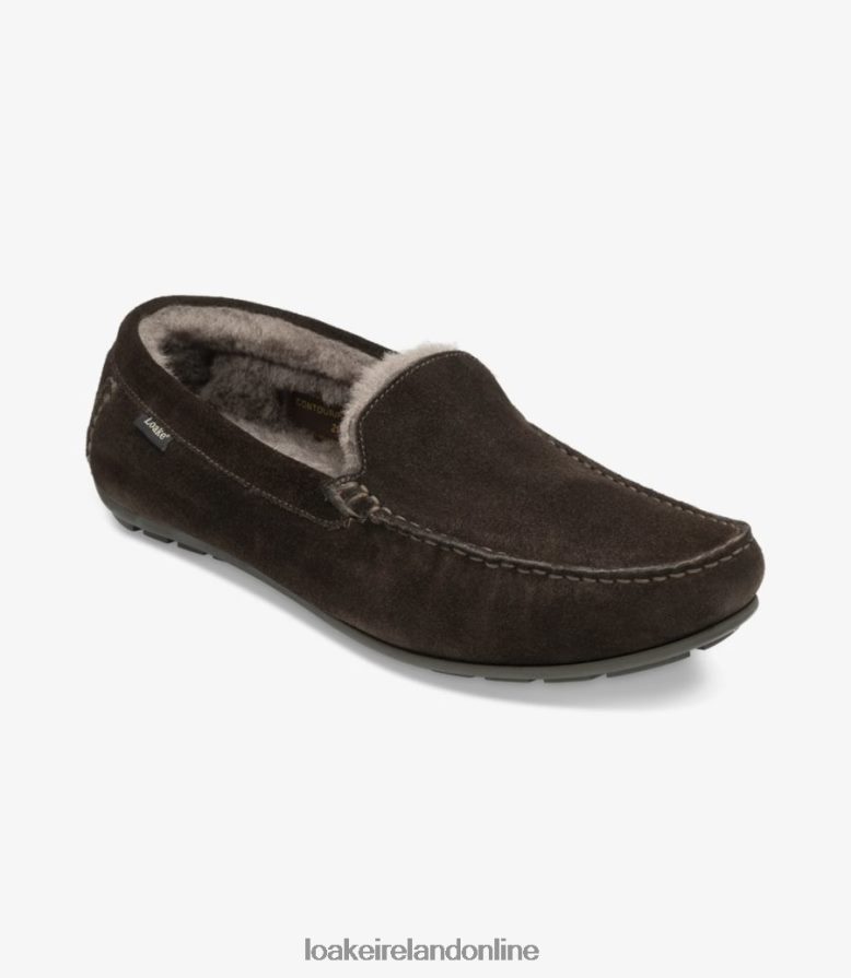 Loake 26804V202 Guards Slippers Dark Brown Suede Shoes