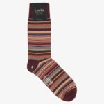 Loake 26804V262 Wine Narrow Stripe Socks Multi Colour Accessories